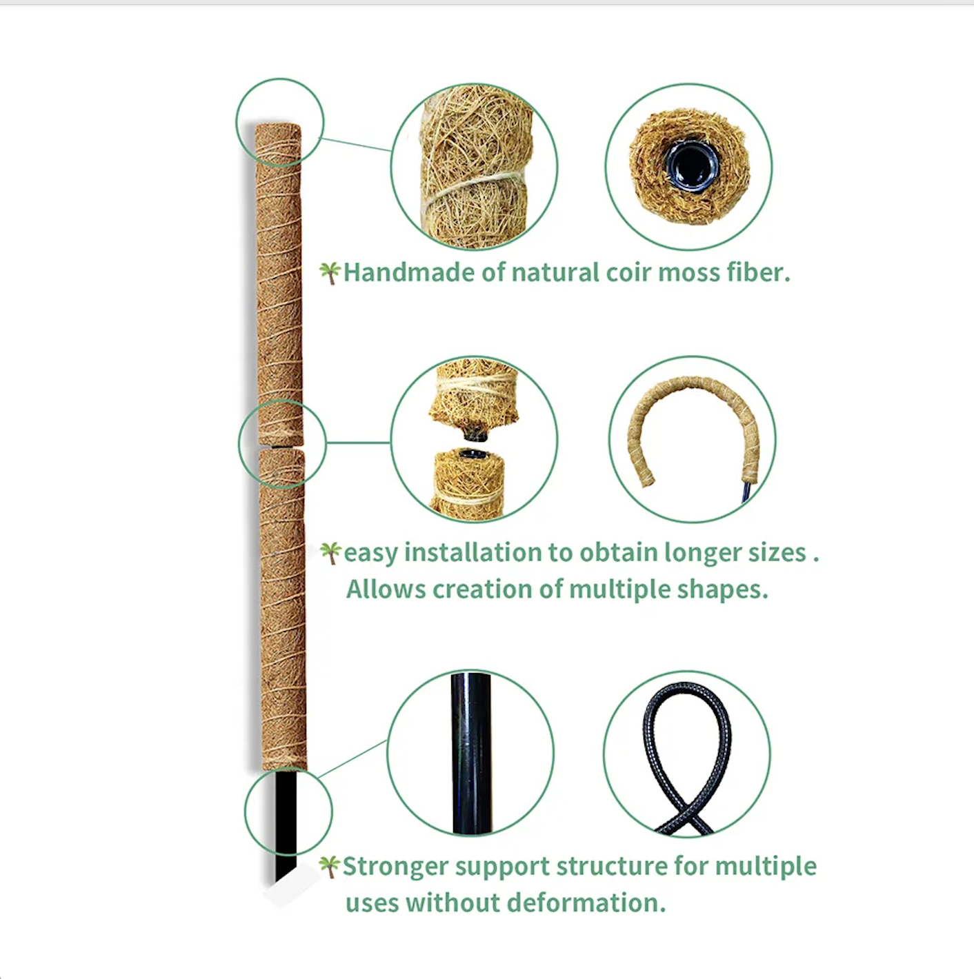 Bendable and Stackable Moss Pole